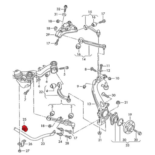 Verkline Gummilager Stabilisator 29mm Vorderachse Audi B5 / B6 / B7 / C5 - race – Bild 3