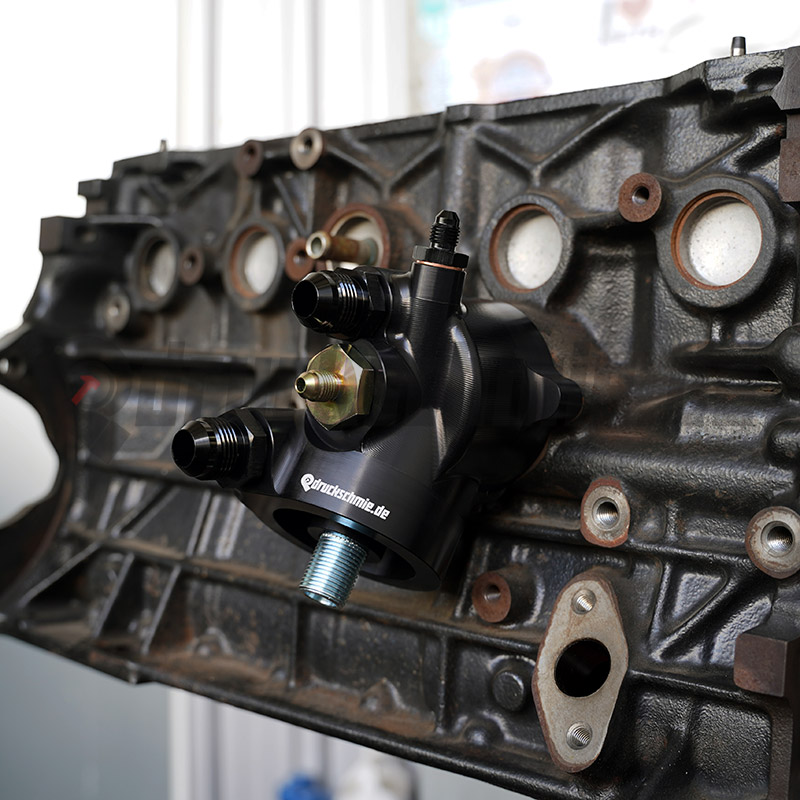 CNC Aluminium Ölfilterhalter Ölfilterkonsole billet mit integriertem Thermostat - Audi 5 Zylinder 20V – Bild 3