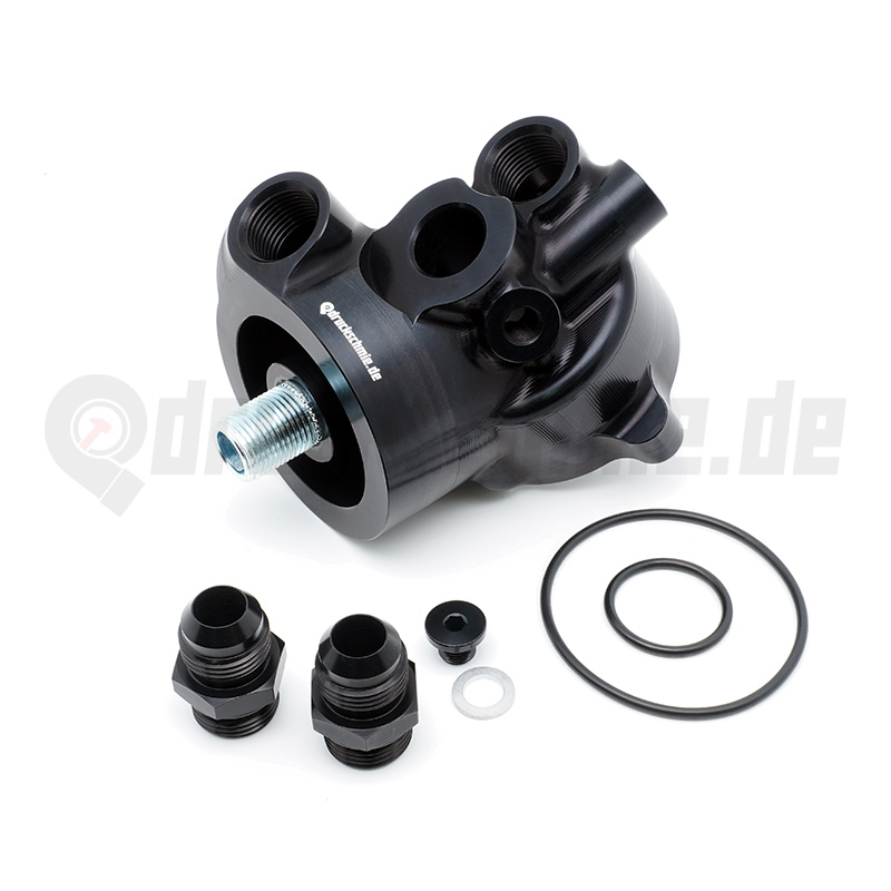 CNC Aluminium Ölfilterhalter Ölfilterkonsole billet mit integriertem Thermostat - Audi 5 Zylinder 20V
