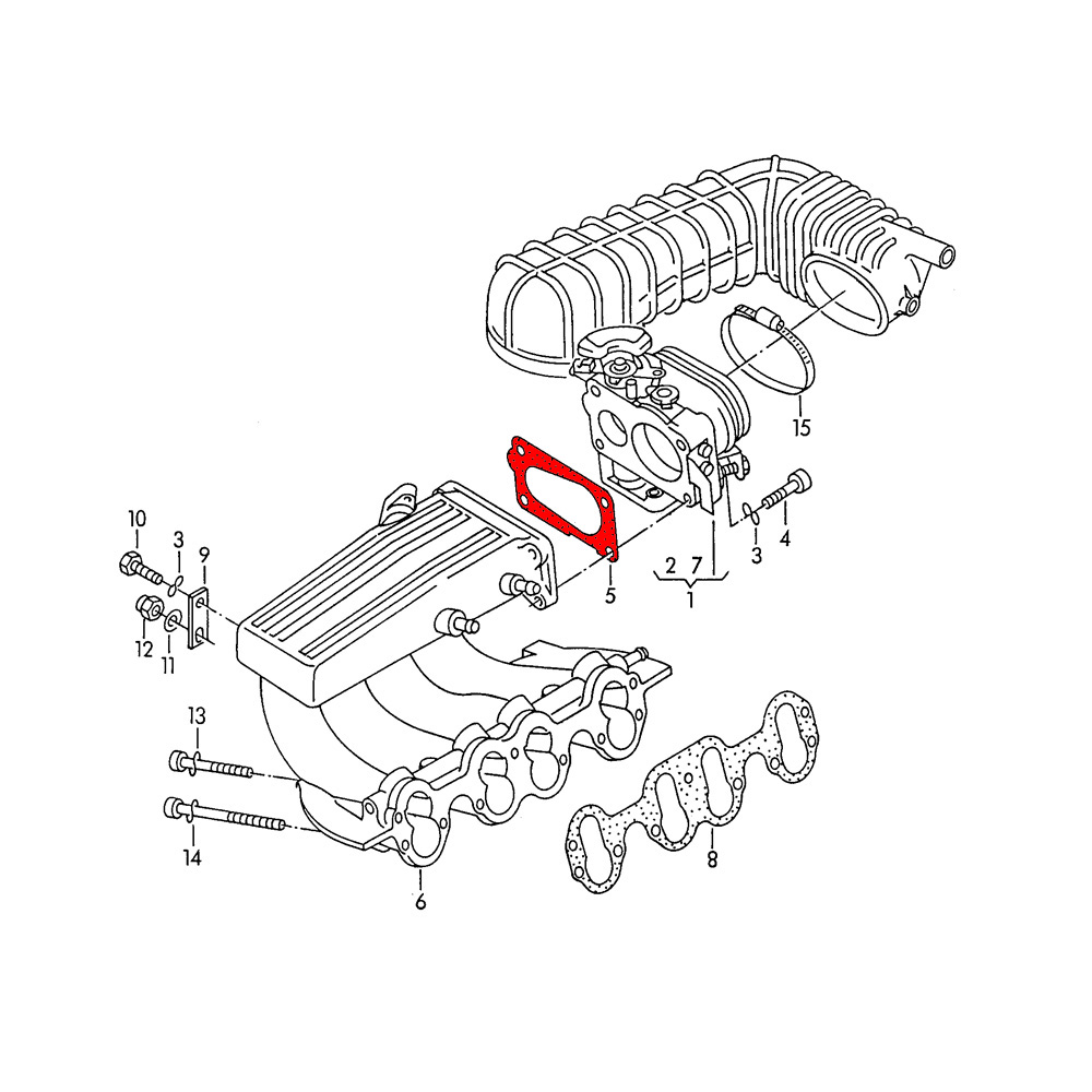 Dichtung Drosselklappe Audi / VW 1.8L - 2.3L Register - vgl. 037133073A – Bild 2